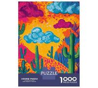 Rompecabezas para Adolescentes 1000 Piezas Desert Cactus Wall Art Print Rompecabezas para Adultos Juego De Ingenio Difícil Difícil Regalos para Reducir El Estrés 52x38cm/1000pcs