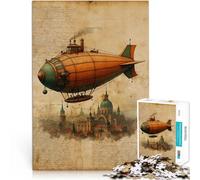 Rompecabezas para Adolescentes 1000 Piezas Dirigible Steampunk sobre la Ciudad Juguetes educativos Grandes Regalos y Juguetes 52x38cm