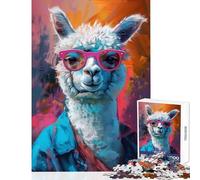 Rompecabezas para Adolescentes 1000 Piezas diseño de Alpaca Llama Juguete Educativo Ideas de Regalo Juego Educativo Mejora el Amor en Pareja tamaño 38x52cm