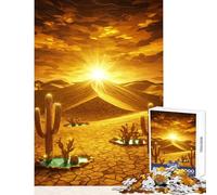 Rompecabezas para Adolescentes 1000 Piezas diseño de Atardecer en el Desierto Dorado Juguete para decoración de Pared Regalo Divertido Juego de ingenio Mejora el Amor Entre Parejas tamaño 50x75cm