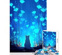 Rompecabezas para Adolescentes 1000 Piezas diseño de Bosque Floral Azul con Zorro Juguete para Decorar la Pared Regalo de Amigo Secreto Juego Imposible Mejora el Amor Entre Parejas tamaño 50x75cm