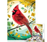 Rompecabezas para Adolescentes 1000 Piezas diseño de Cardenal estilizado en un Bosque Colorido Juguetes de decoración para el hogar Regalo Divertido Juego de ingenio difícil y desafiante 38x52cm