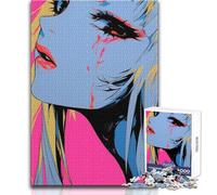 Rompecabezas para Adolescentes, 1000 Piezas, diseño de Chica de Anime con lágrimas de Sangre, Juego Educativo Familiar, Juguete Decorativo Pared, tamaño 38x52cm