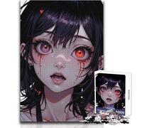 Rompecabezas para Adolescentes, 1000 Piezas, diseño de Chica de Anime con lágrimas de Sangre, Juego Educativo Familiar, Juguete Decorativo Pared, tamaño 50x75cm