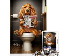 Rompecabezas para Adolescentes 1000 Piezas diseño de Cocker Spaniel en el Inodoro Juguete Educativo Regalo de cumpleaños Juego de ingenio difícil y desafiante tamaño 38x26cm