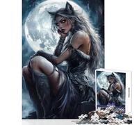 Rompecabezas para Adolescentes 1000 Piezas diseño de Hombre Lobo y Mujer bajo la luz de la Luna Juguete para decoración de Pared Regalo de Amigo Secreto Juego Imposible Potencia el Amor Entre Parejas