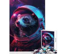 Rompecabezas para Adolescentes 1000 Piezas diseño de hurón Astronauta Juguete para decoración de Pared Obra de Arte Regalo Juegos educativos Adecuado para decoración de Escritorio tamaño 38x52cm