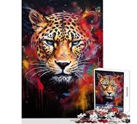 Rompecabezas para Adolescentes 1000 Piezas diseño de Leopardo con Salpicaduras de Polvo Ideal para Decorar el hogar Regalo de cumpleaños Juegos relajantes colección de Artistas Bellas Artes 38x26cm