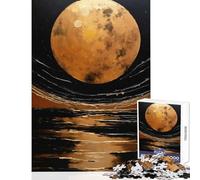 Rompecabezas para Adolescentes 1000 Piezas diseño de Luna Dorada sobre Agua Oscura Juguete para Pintar decoración de Pared Regalo para Mujeres y Hombres Juegos de relajación descompresión Intelectual