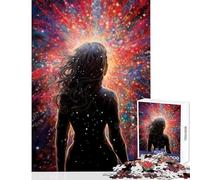 Rompecabezas para adolescentes 1000 piezas diseño de mujer frente a una explosión cósmica juguete para decoración de pared regalo divertido juego de ingenio mejora el amor entre parejas tamaño 38x26cm