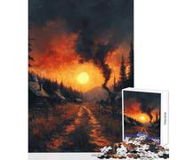 Rompecabezas para Adolescentes 1000 Piezas diseño de Pueblo al Atardecer Juguete para decoración de Pared Obra de Arte Regalo Juego Familiar interacción Entre Padres e Hijos tamaño 38x26cm