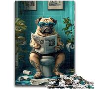 Rompecabezas para Adolescentes, 1000 Piezas, diseño de Pug Sentado en el Inodoro, Juego Educativo, Juguete de desafío, decoración de Pared, cumpleaños y Navidad, 50x75cm