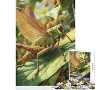 Rompecabezas para Adolescentes 1000 Piezas diseño de Saltamontes Verde sobre una Hoja Ideal para Decorar el hogar Regalo de cumpleaños Juego Educativo para fomentar el Amor en Pareja tamaño 50x75cm