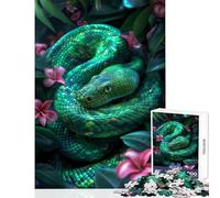 Rompecabezas para Adolescentes 1000 Piezas diseño de Serpiente Verde Esmeralda Ideal para Decorar el hogar Regalo Divertido Juego práctico interacción Entre Padres e Hijos tamaño 50x75cm
