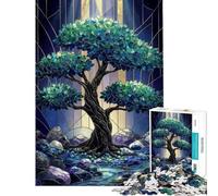 Rompecabezas para Adolescentes 1000 Piezas diseño de vidrieras árbol Oscuro Juguetes antiestrés para Adolescentes Ayudan al análisis y la lógica ejercitan el Cerebro (tamaño 50x75cm)