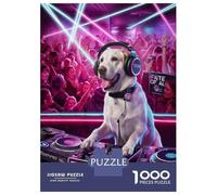 Rompecabezas para Adolescentes 1000 Piezas DJ Dog Music Party Poster Rompecabezas para Adultos Juegos Divertidos Decoración Interacción Entre Padres E Hijos 70x50cm/1000pcs
