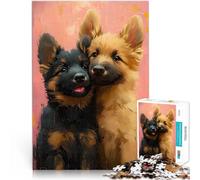 Rompecabezas para Adolescentes 1000 Piezas Dos Cachorros de Pastor alemán Regalos de Juegos desafiantes Regalo de cumpleaños, Regalos 52x38cm