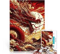 Rompecabezas para Adolescentes 1000 Piezas Dragón Rojo sobre la montaña Aprendizaje Educativo con póster a Juego y Hoja de Trivia 75x50cm