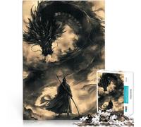 Rompecabezas para Adolescentes 1000 Piezas Dragón samurái Vintage Juguete Educativo para aliviar el estrés Gran Regalo 38x26cm