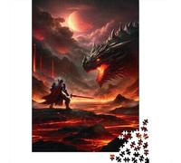 Rompecabezas para Adolescentes 1000 Piezas Dragon Vs Knight Fantasy Art Print Rompecabezas para Adultos Juego De Ingenio Difícil Difícil Regalos para Reducir El Estrés 70x50cm/1000pcs