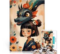Rompecabezas para Adolescentes 1000 Piezas Dragón y niña en Flor Entrena tu Cerebro y Tus Manos Trato como Regalo para Toda la Familia 75x50cm