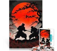 Rompecabezas para Adolescentes 1000 Piezas Duelo de samuráis con Luna Roja Rompecabezas Cada Pieza es única: un desafiante y Divertido Juego Familiar 52x38cm