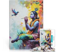 Rompecabezas para Adolescentes 1000 Piezas El Señor Krishna Tocando la Flauta Juguetes de Bricolaje Mejorar el Amor Entre Parejas 75x50cm