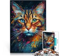 Rompecabezas para Adolescentes 1000 Piezas El sobrenaturalismo del Gato de Bengala Rompecabezas con póster a Juego y Hoja de Trivia 52x38cm