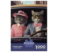 Rompecabezas para Adolescentes 1000 Piezas Elegant Cat Couple Rompecabezas para Adultos Juguete Decoración De Pared Corte De Precisión Ayuda A Ejercitar El Cerebro 38x26cm/1000pcs