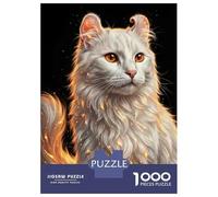 Rompecabezas para Adolescentes 1000 Piezas Elegant White Cat Portrait Rompecabezas para Adultos Juegos Familiares Análisis Y Lógica para Cumpleaños, Navidad 52x38cm/1000pcs