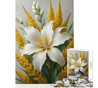 Rompecabezas para Adolescentes 1000 Piezas Elegante Lirio Blanco con Detalles Amarillos Juguetes de decoración del hogar Regalo Divertido Juego de ingenio difícil y desafiante tamaño 38x52cm
