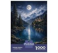 Rompecabezas para Adolescentes 1000 Piezas Enchanted Castle by Moonlit Lake Rompecabezas para Adultos Juegos Relajantes Regalo De Cumpleaños para Cumpleaños, Navidad 38x26cm/1000pcs