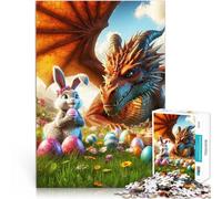 Rompecabezas para Adolescentes 1000 Piezas Encuentro de Pascua con Dragones desafío Educativo con póster a Juego y Hoja de Trivia 38x26cm