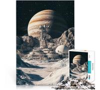 Rompecabezas para Adolescentes 1000 Piezas Estación Espacial en la Luna de Júpiter Juegos educativos Regalo de Obra de Arte 75x50cm