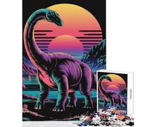 Rompecabezas para Adolescentes 1000 Piezas Estilo Retro Vaporwave Dinosaurio Atardecer decoración del hogar Juguetes Regalo Divertido Juego práctico Interesante reducción del estrés tamaño 38x26cm