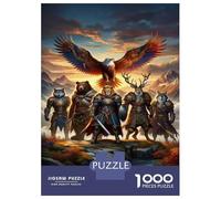 Rompecabezas para Adolescentes 1000 Piezas Fantasy Beast Warriors Art Print Rompecabezas para Adultos Juegos Divertidos Decoración Interacción Entre Padres E Hijos 38x26cm/1000pcs