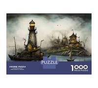 Rompecabezas para Adolescentes 1000 Piezas Fantasy Lighthouse Island Scene Rompecabezas para Adultos Juegos Divertidos Decoración Interacción Entre Padres E Hijos 52x38cm/1000pcs