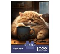 Rompecabezas para Adolescentes 1000 Piezas Fat Coffee Cat Animal Rompecabezas para Adultos Juegos Familiares Análisis Y Lógica para Cumpleaños, Navidad 70x50cm/1000pcs