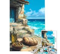 Rompecabezas para Adolescentes 1000 Piezas Festín Mediterráneo Junto al Mar para cumpleaños Navidad Mejora la Memoria Juguetes antiestrés Apto para Mayores de 14 años (50x75cm)