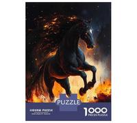 Rompecabezas para Adolescentes 1000 Piezas Fiery Black Horse Rompecabezas para Adultos Juegos Relajantes Análisis Y Lógica para Cumpleaños, Navidad 52x38cm/1000pcs