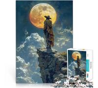 Rompecabezas para Adolescentes 1000 Piezas Figura Solitaria bajo una Luna Gigante Acertijo para Trato como Regalo para Toda la Familia 50x70cm