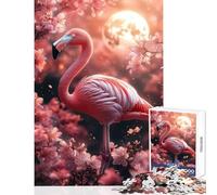 Rompecabezas para Adolescentes 1000 Piezas Flamenco Rosa en Flor decoración del hogar Juguetes Regalo Divertido Juego práctico interacción Entre Padres e Hijos tamaño 38x52cm