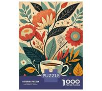 Rompecabezas para Adolescentes 1000 Piezas Floral Teacup Illustration Rompecabezas para Adultos Juegos Familiares Análisis Y Lógica para Cumpleaños, Navidad 70x50cm/1000pcs