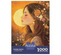 Rompecabezas para Adolescentes 1000 Piezas Floral Woman in Golden Light Rompecabezas para Adultos Juegos Relajantes Regalo De Cumpleaños para Cumpleaños, Navidad 52x38cm/1000pcs
