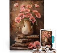 Rompecabezas para Adolescentes 1000 Piezas Flores de Amapola Rosa Reducción del estrés Interesante Lista de Deseos con Papá Noel 38x26cm