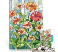 Rompecabezas para Adolescentes 1000 Piezas Flores de vitral Juegos educativos Juguetes de Bricolaje Decoración del hogar 38x26cm