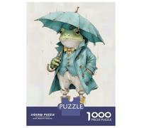 Rompecabezas para Adolescentes 1000 Piezas Frog in A Trench Coat with Umbrella Rompecabezas para Adultos Juegos Relajantes Análisis Y Lógica para Cumpleaños, Navidad 38x26cm/1000pcs