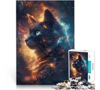 Rompecabezas para Adolescentes 1000 Piezas Galaxia del Gato Espacial Acertijo para Decoración de Pared cumpleaños y Navidad 38x26cm