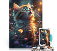 Rompecabezas para Adolescentes 1000 Piezas Gatito Floral caprichoso Desafiante Difícil Actividades Divertidas en casa, Regalos de cumpleaños, Regalos de Viaje, 75x50cm