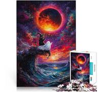 Rompecabezas para Adolescentes 1000 Piezas Gato Brujo y Fantasma Desafío difícil para aliviar el estrés Mejorar el Amor Entre Parejas 52x38cm